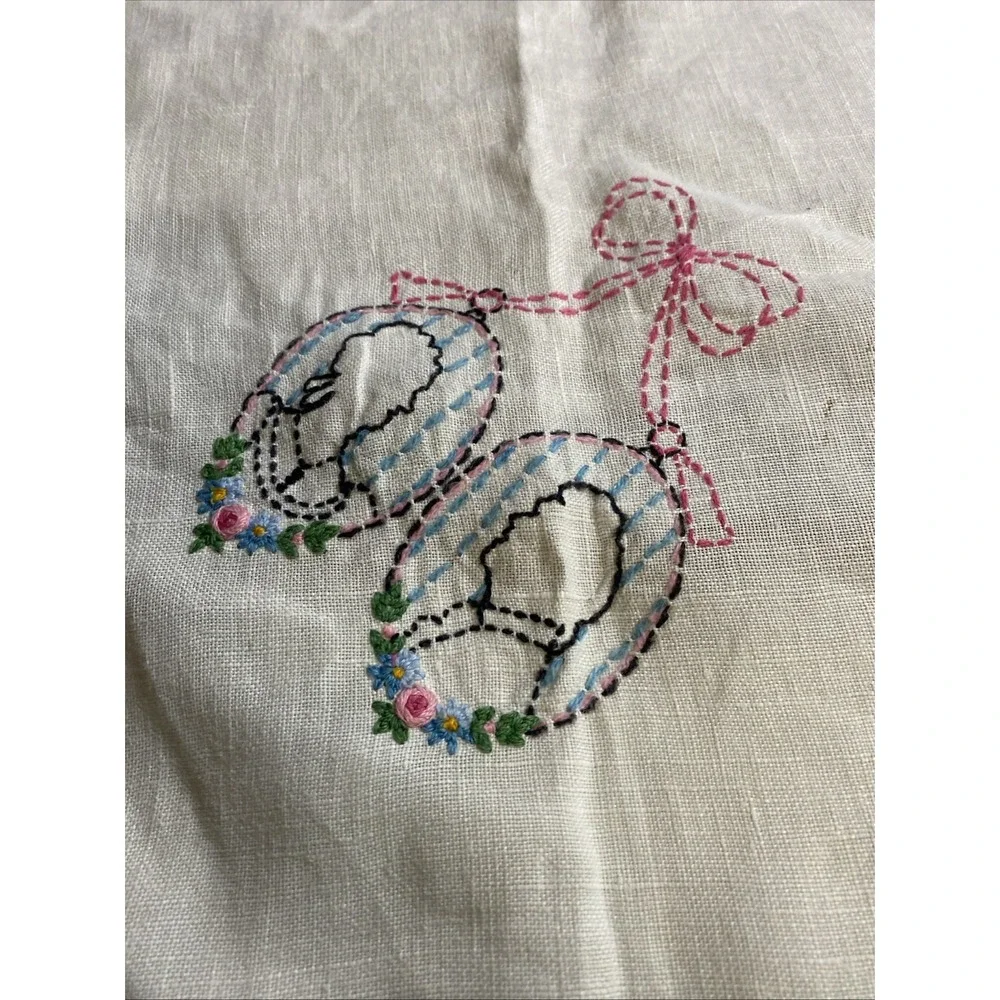 VTG Linen Card Table Cover Tablecloth 30x 29